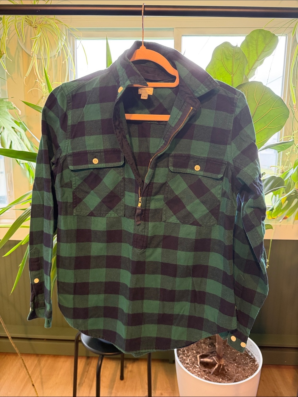 J. Crew Green and Black Buffalo Plaid Button-Down Shirt